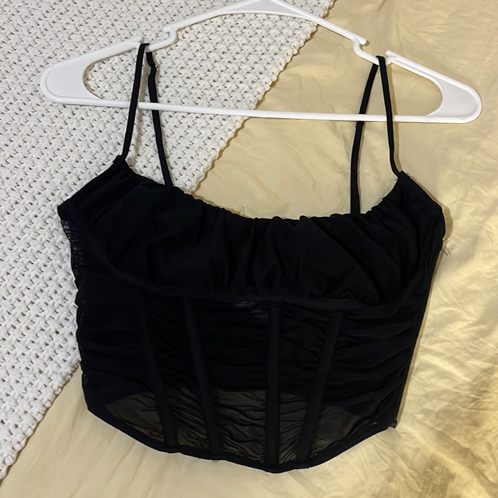 Black Mesh Corset Top